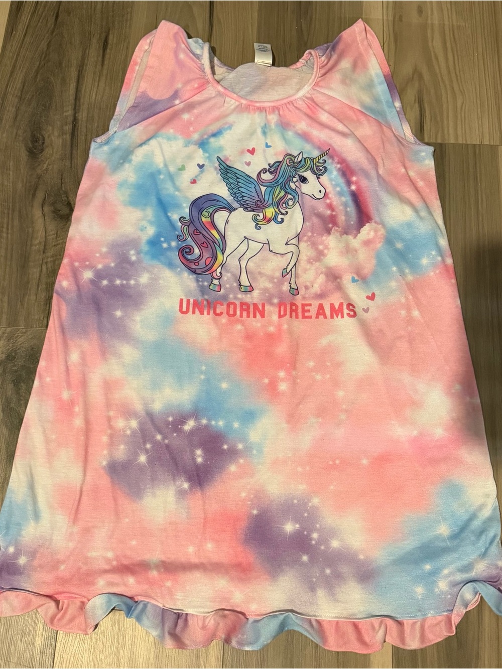 The Children's Place Pink Blue Purple Tie-Dye Unicorn Nightgown